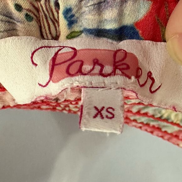 PARKER XS Penn Off-the-Shoulder Floral-Print Blouse, Red, Designer, Smocked - Picture 7 of 9